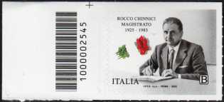 Rocco Chinnici - magistrato - centenario della nascita - francobollo con codice a barre n° 2545 a  SINISTRA  in  alto