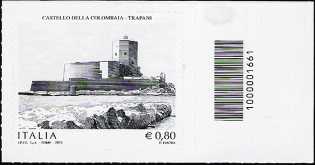 Castello della Colombaia   - Trapani - francobollo con codice a barre n° 1661
