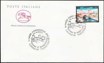 2001 - Turistica -  Comacchio ( FE )  - FDC  CAVALLINO - Annullo ufficio postale Comacchio
