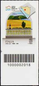 La costa degli etruschi - Toscana - francobollo con codice a barre n° 2018 in BASSO a sinistra