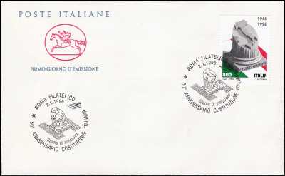 1998 - Costituzione - FDC  CAVALLINO - Annullo ufficiale Roma Filatelico