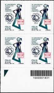 60° Anniversario della AIDIA - Associazione Italiana Donne Ingegneri e Architetti - quartina con codice a barre n° 1831