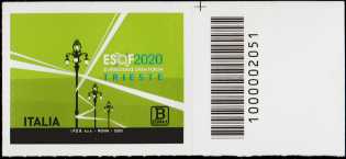 ESOF - EuroScience Open Forum - Trieste - francobollo con codice a barre n° 2051 a DESTRA in alto