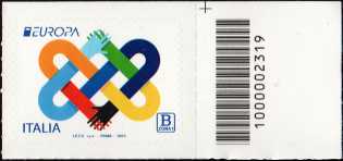 Europa - 68° emissione - francobollo con codice a barre n° 2319 a DESTRA in alto