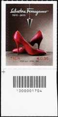 Eccellenze del sistema produttivo ed economico : Salvatore Ferragamo - francobollo con codice a barre n° 1704 