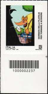 Giornata della filatelia 2° - francobollo con codice a barre n° 2237 in  BASSO a destra