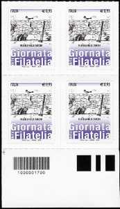 Giornata della filatelia - Filatelia nelle carceri  - quartina con codice a barre n° 1700