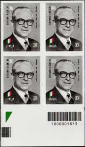 Presidenti della Repubblica : Giovanni Gronchi - 40° Anniversario della scomparsa - quartina con codice a barre n° 1873