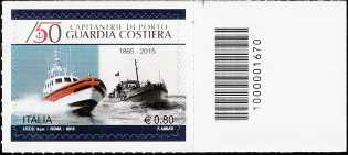 Il senso civico  - 150° Anniversario della istituzione della Guardia Costiera - francobollo con codice a barre n° 1670