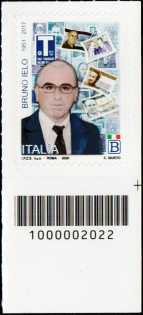 Bruno Ielo - 3°  Anniversario dell'uccisione - francobollo con codice a barre n° 2022 in BASSO a destra