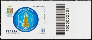 Madonna di Loreto - Centenario della proclamazione a patrona degli aviatori - francobollo con codice a barre n° 2004 a DESTRA in basso