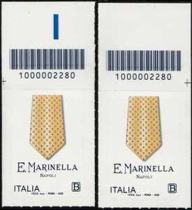 E. MARINELLA Srl - coppia di francobolli con codice a barre n° 2280 in ALTO destra-sinistra