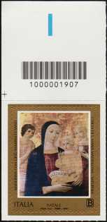 2018 - Natale religioso - francobollo con codice a barre n° 1907  in ALTO a sinistra