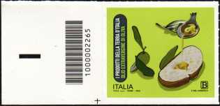 Eccellenze del sistema produttivo ed economico : Olio extravergine di oliva - francobollo con codice a barre n° 2265 a SINISTRA in basso