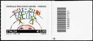 125° Anniversario della inaugurazione dell'Ospedale Pediatrico A. Meyer a Firenze  - francobollo con codice a barre n° 1721 