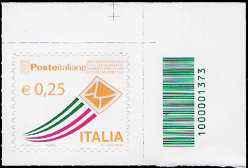 Italia 2013 - «Posta Italiana» - serie ordinaria 0,25 - codice a barre n° 1373