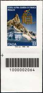 Scuola Alpina della Guardia di Finanza di Predazzo - Centenario della istituzione - francobollo con codice a barre n° 2064 in BASSO a sinistra