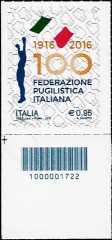 Centenario della fondazione della Federazione Pugilistica Italiana - francobollo con codice a barre n° 1722 