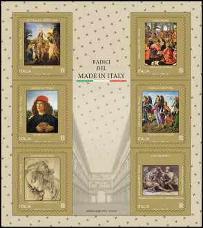 Le radici del Made in Italy :  la Bottega del Verrocchio, Botticelli, Leonardo da Vinci, Ghirlandaio, Botticini, Signorelli - foglietto
