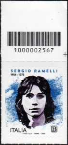 2025 - Sergio Ramelli : 50° anniversario della scomparsa - francobollo con codice a barre n° 2567  in  ALTO  a  destra