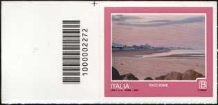Turistica  48ª serie  - Patrimonio naturale e paesaggistico : Riccione ( RN ) - francobollo con codice a barre n° 2272 a SINISTRA in alto