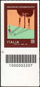 Industria del risparmio gestito - francobollo con codice a barre n° 2207 in BASSO a sinistra