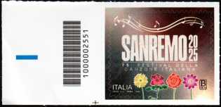 Festival della Canzone italiana - Festival di Sanremo - 75a  edizione - francobollo con codice a barre n° 2551  a  SINISTRA  in  basso