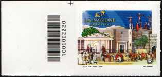 Patrimonio artistico e culturale italiano - La Passione di Sordevolo - francobollo con codice a barre n° 2220 a SINISTRA  in alto