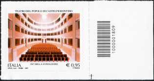Teatro del Popolo di Castelfiorentino - 150° della fondazione - francobollo con codice a barre n° 1809