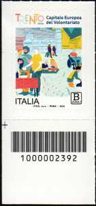 Il patrimonio naturale e paesaggistico - Città d'Italia - Trento capitale europea del volontariato - francobollo con codice a barre n° 2392 in BASSO a sinistra
