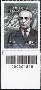 50° Anniversario della scomparsa di Vittorio Valletta - francobollo con codice a barre n° 1818