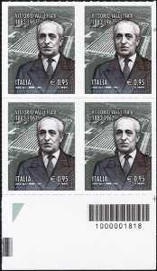 50° Anniversario della scomparsa di Vittorio Valletta - quartina con codice a barre n° 1818