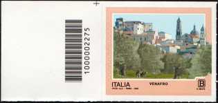 Turistica  48ª serie  - Patrimonio naturale e paesaggistico : Venafro  ( IS ) - francobollo con codice a barre n° 2275 a SINISTRA in alto
