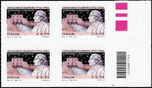 3° Centenario della nascita di Leonardo Ximènes - quartina codice a barre n° 1792