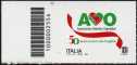 AVO - Associazione Volontari Ospedalieri - 50° Anniversario della fondazione - francobollo con codice a barre n° 2554  a  SINISTRA  in  alto