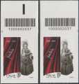 Fedora Barbieri - Centenario della nascita - coppia di francobolli con codice a barre n° 2037 in ALTO sinistra-destra