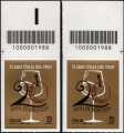 Guida Bibenda - 20° Anniversario della fondazione - coppia di francobolli con codice a barre  n° 1988 in ALTO destra-sinistra