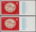 Bicentenario della introduzione della Carta postale bollata del Regno di Sardegna - coppia di francobolli con codice a barre n° 1913 a DESTRA  ALTO-BASSO