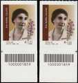 2018 - " Eccellenze del sapere " - Genio femminile italiano :  Eva Mameli Calvino - coppia di francobolli con codici a barre n° 1859 in BASSO destra-sinistra 