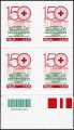 2014 - 150° Anniversario della istituzione della Croce Rossa Italiana - quartina con codice a barre n° 1605
