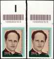 Don Lorenzo Milani - Centenario della nascita - coppia di francobolli con codice a barre n° 2323 in ALTO destra-sinistra