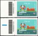 2021 - "Lo Sport" - UEFA - EURO 2020  ITALIA - coppia di francobolli con codice a barre n° 2125 a SINISTRA alto-basso
