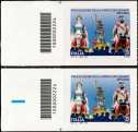 2022 - Processione della Vara e dei Giganti - Messina - coppia di francobolli con codice a barre n° 2224 a SINISTRA  alto-basso