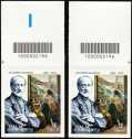 2022 - Giuseppe Mazzini : 150° Anniversario della scomparsa - coppia di francobolli con codice a barre n° 2196 IN  ALTO  destra-sinistra