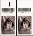 Tina Modotti - 80° Anniversario della scomparsa - coppia di francobolli con codice a barre n° 2193 IN  ALTO  destra-sinistra