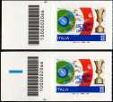  S.S. Napoli Calcio S.p.A. - Vincitrice della Coppa Italia 2020 - coppia di francobolli con codice a barre n° 2066 a SINISTRA alto-basso