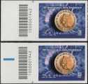 ietà Oftalmologica Italiana - 150° Anniversario della fondazione - coppia di francobolli con codice a barre n° 1942 a SINISTRA alto-basso