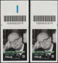 Adriano Olivetti - 60° Anniversario della scomparsa - coppia di francobolli con codice a barre n° 2079 in ALTO destra-sinistra