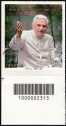 2023 - Papa Benedetto XVI - francobollo con codice a barre n° 2313 in BASSO a sinistra