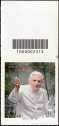 2023 - Papa Benedetto XVI - francobollo con codice a barre n° 2313 in ALTO destra